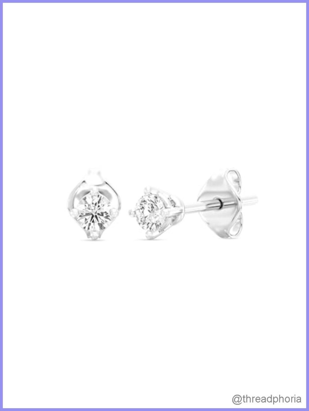 10KT White Gold Lab-Grown Diamond Stud Earrings 4-Prong Push Back